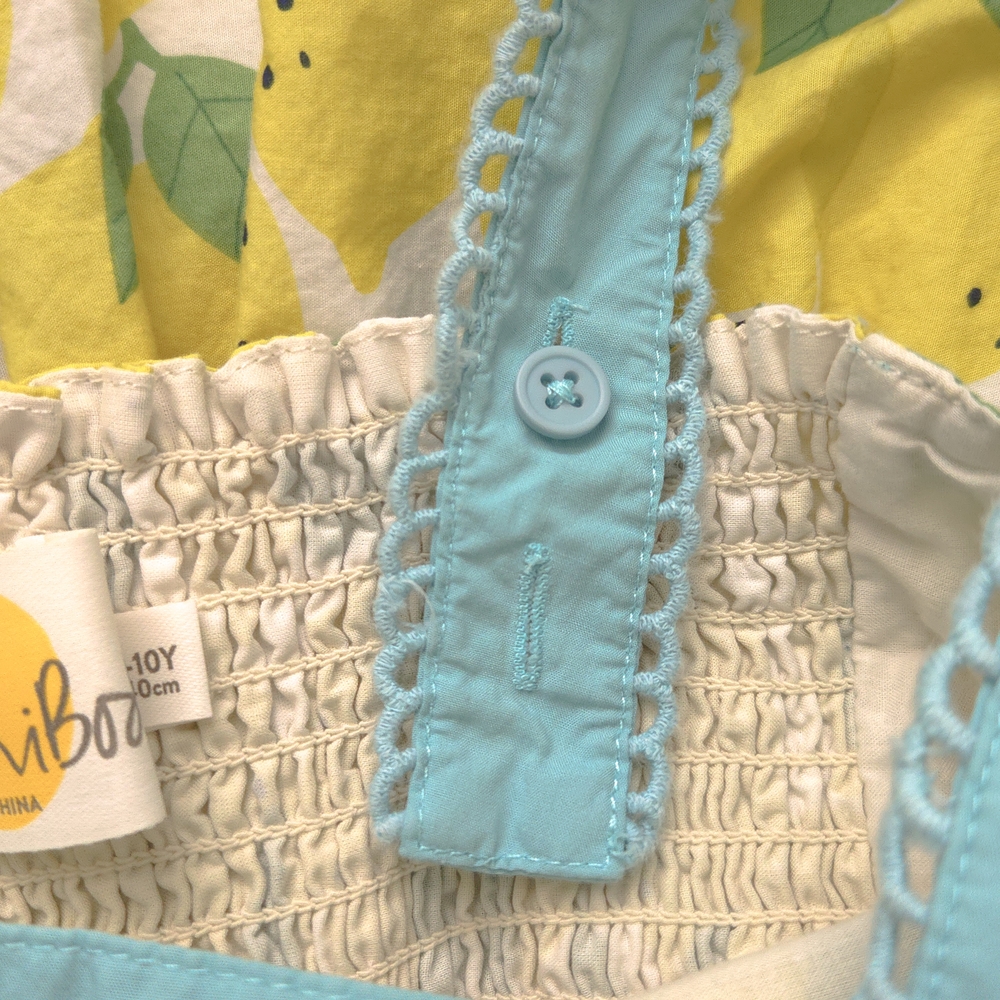 Mini Boden Lemon Print Yellow & Blue Sleeveless Sundress Dress- Size 9-10Y - Picture 6 of 9